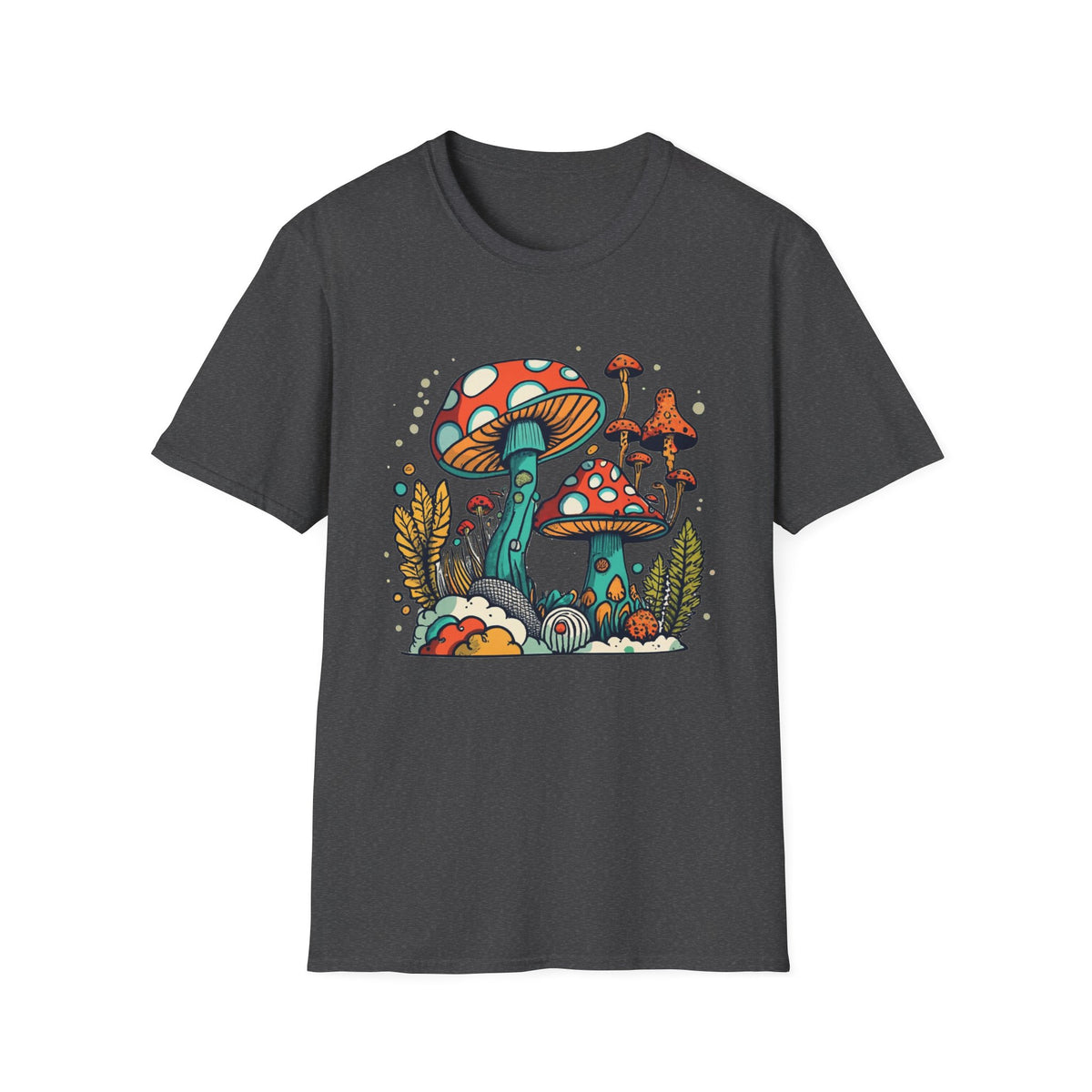 Mushroom Garden T-Shirt — Retro Psychedelic Fungi Illustration