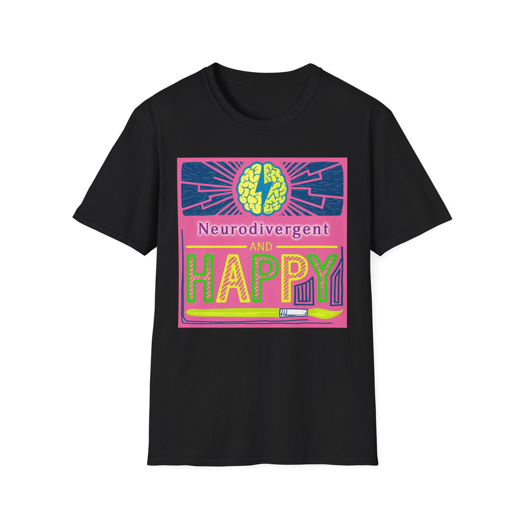 Neurodivergent and Happy T-Shirt — Bright Retro Pride Tee for Neurodiversity Awareness