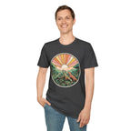 Sunrise Jungle T-Shirt — Retro Tropical Sunset Graphic Tee
