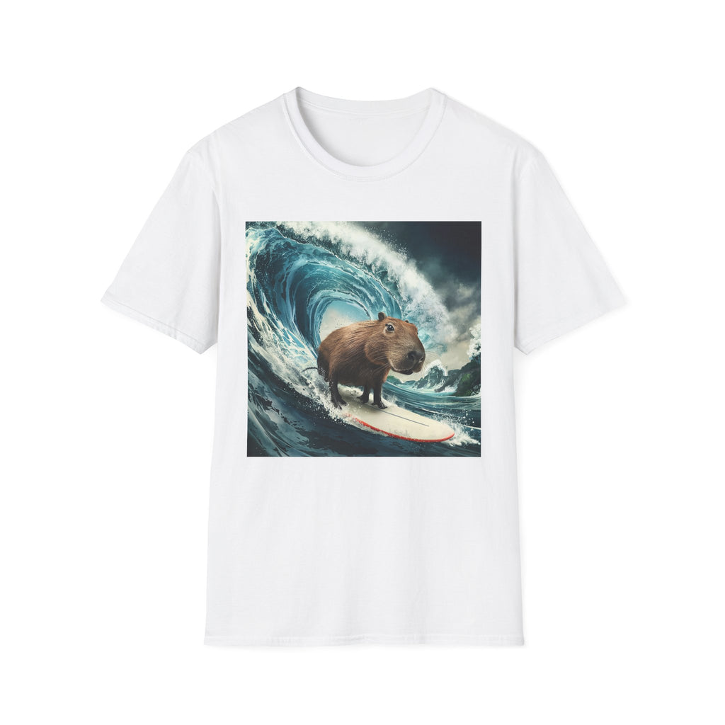 Capybara Surfing Wave T-Shirt — Funny Animal Surf Tee