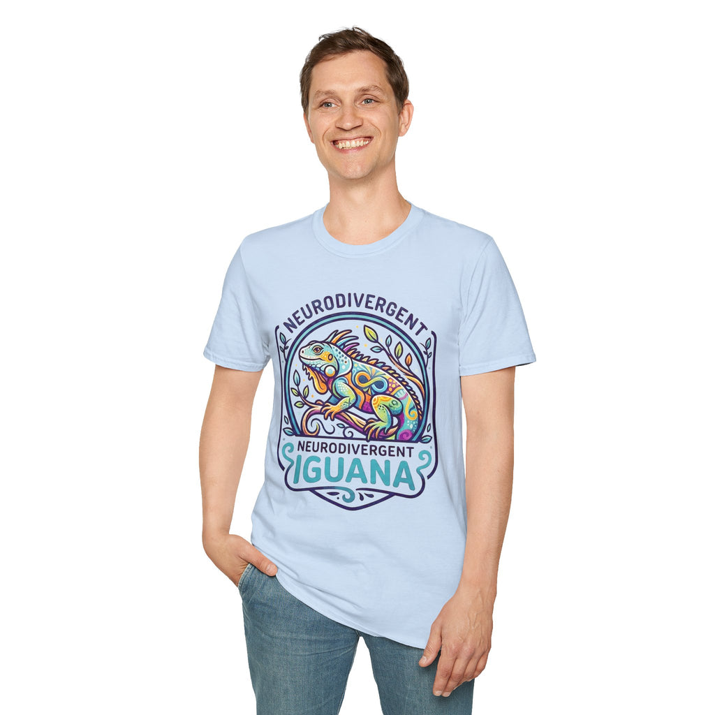 Neurodivergent Iguana T-Shirt — Colorful Pride Design for Neurodiversity Awareness