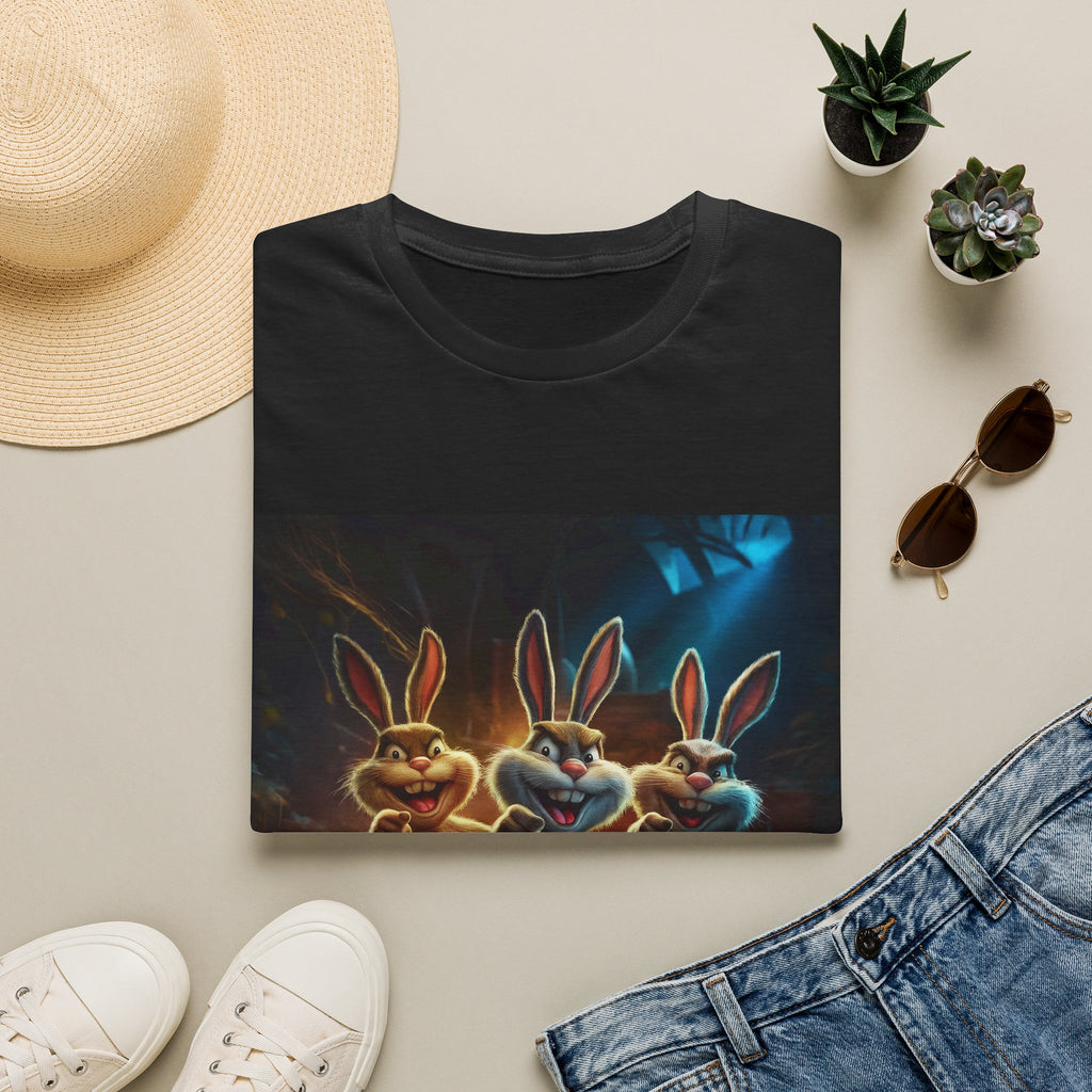 Cute Trio Bunny Graphic T-Shirt — Funny Easter Rabbit Cartoon Tee