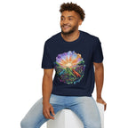 Sunrise Iguanas T-Shirt — Colorful Mountain Sunrise with Forest Trail