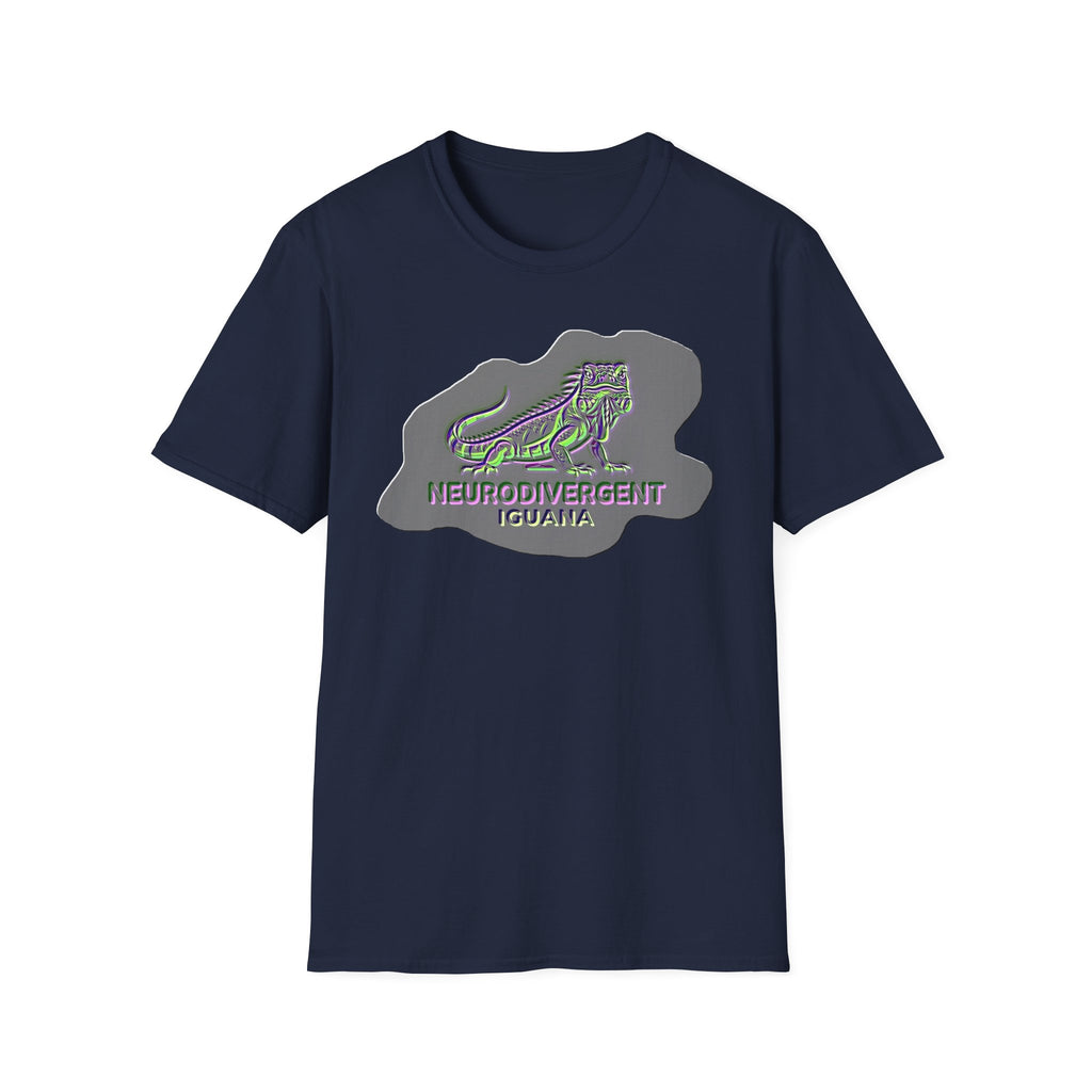 Neurodivergent Iguana Graphic T‑Shirt — Pride-Lit Earthtone Design