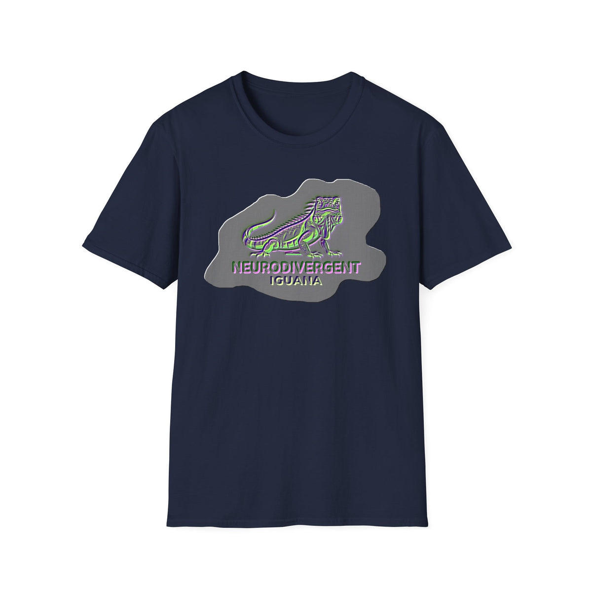 Neurodivergent Iguana Graphic T‑Shirt — Pride-Lit Earthtone Design