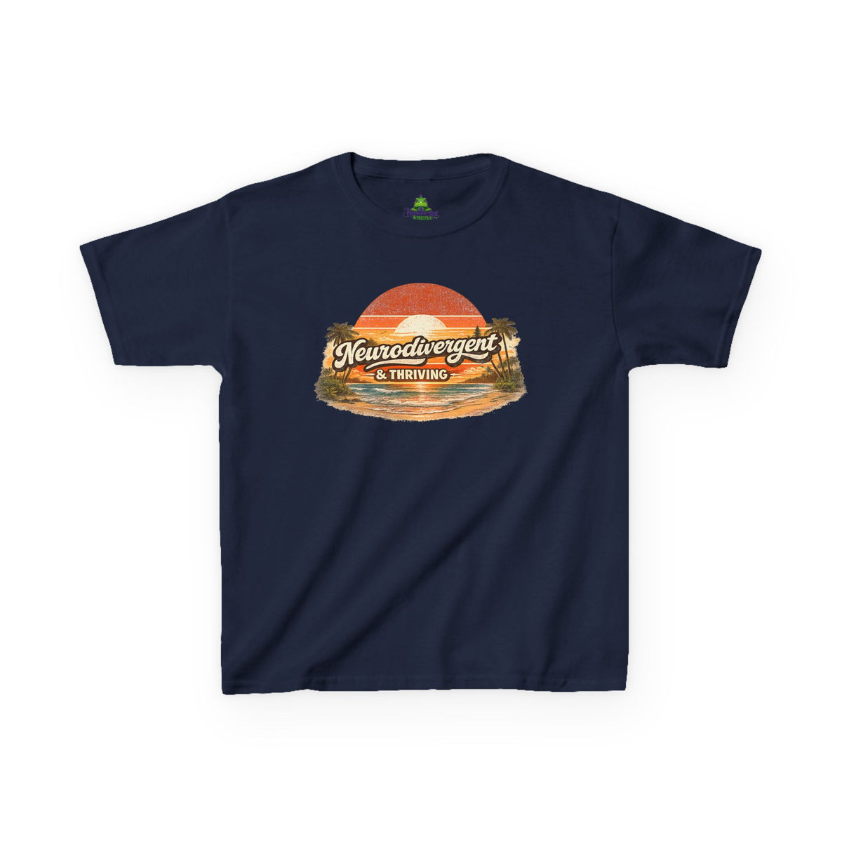 Kids T-Shirt — "Neurodivergent & Thriving" Retro Sunset Tee