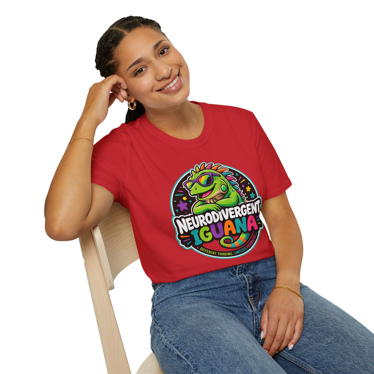 Neurodivergent Iguana T-Shirt — Colorful Pride Graphic Tee