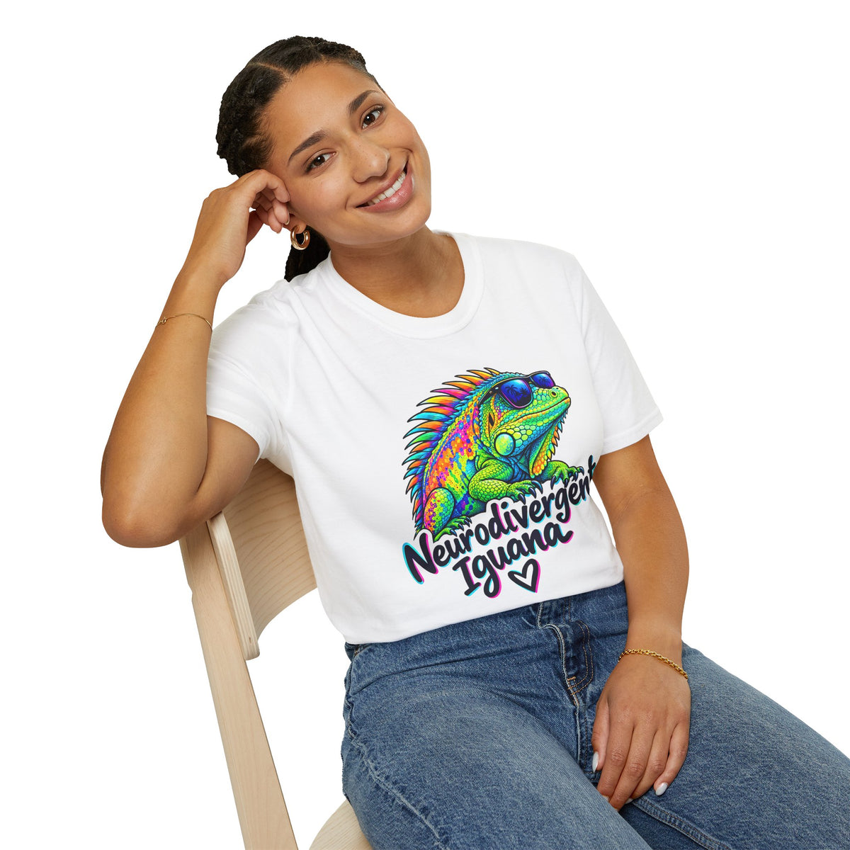 Neurodivergent Iguana T-Shirt – Colorful Pride Lizard Tee for Neurodiversity Awareness