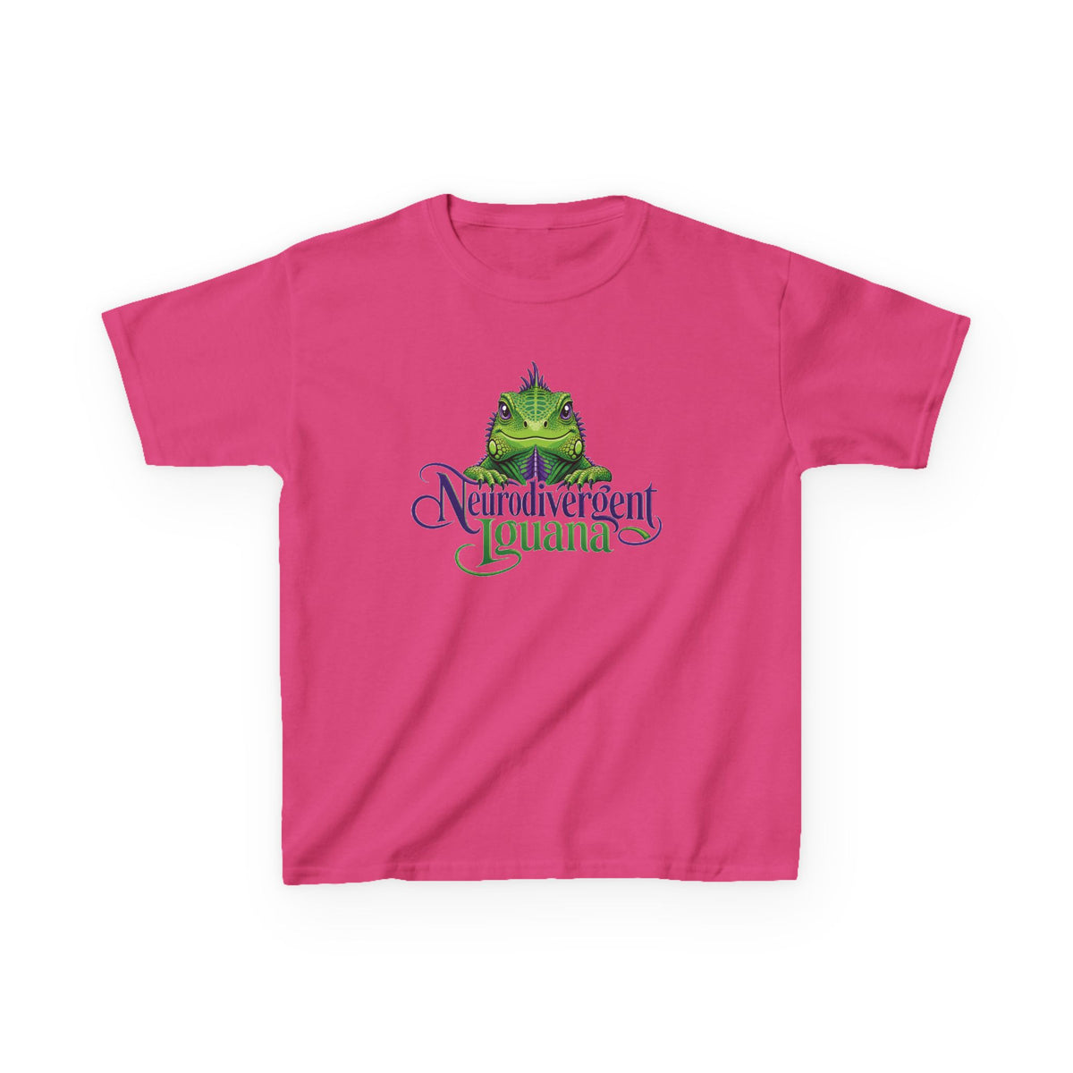 Kids T‑Shirt — “Neurodivergent Iguana” Cute Green Lizard Graphic Tee for Autism Pride & Awareness