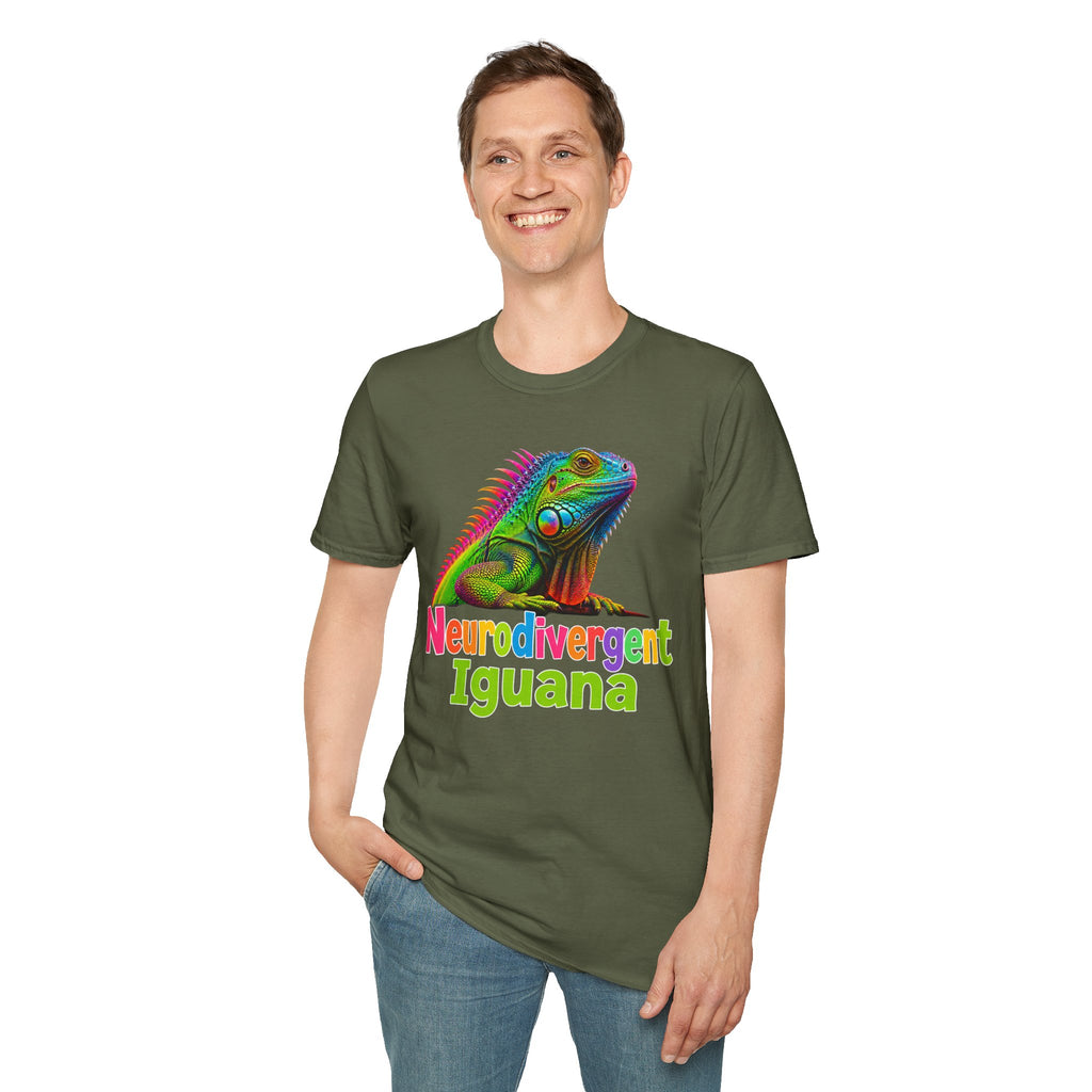 Neurodivergent Iguana T-Shirt — Colorful Pride Lizard Tee