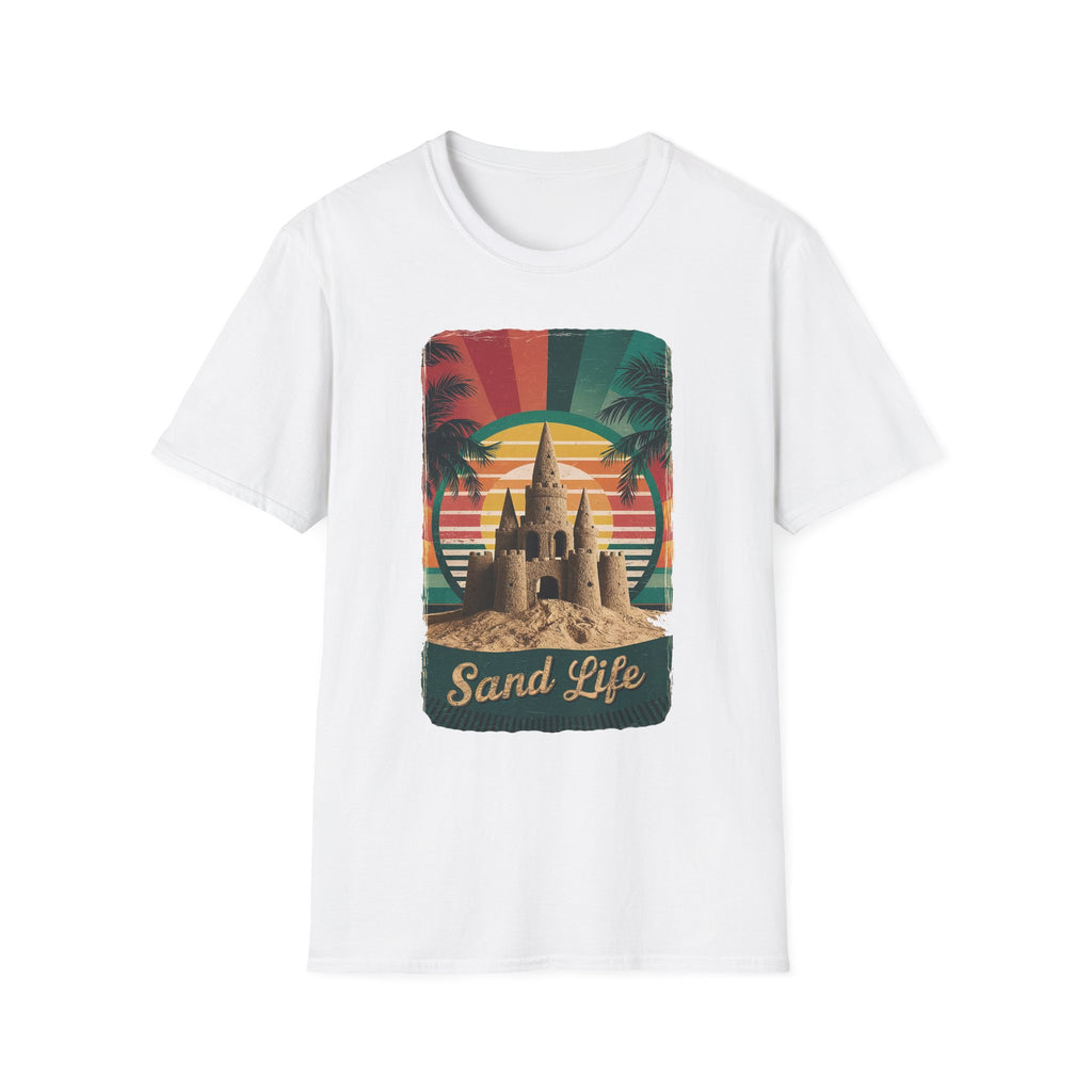 Sand Life T-Shirt — Retro Palm Tree Sandcastle Beach Tee