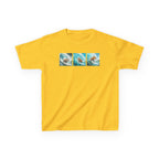 Kids Surfing Waves Tee — Triple Wave Surfboard Graphic Kids T‑Shirt