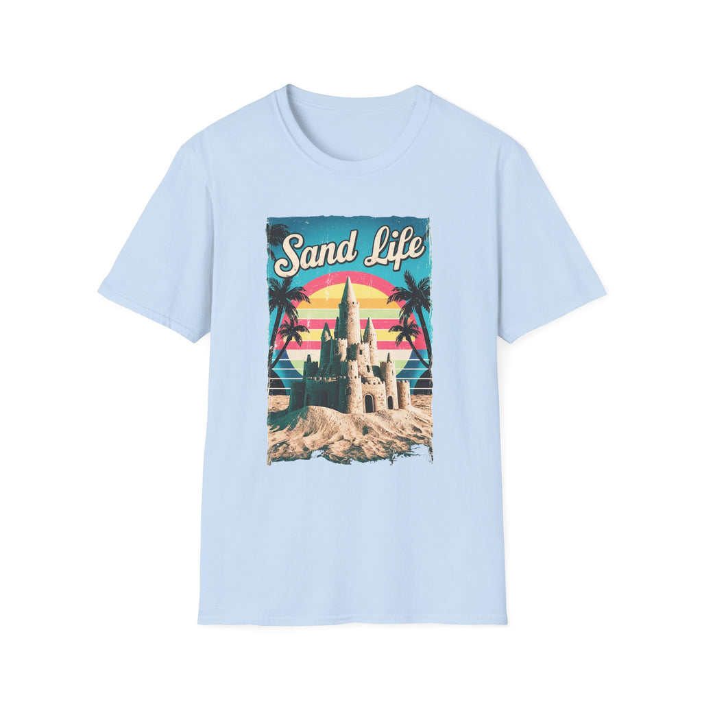 Sand Life Vintage Beach T-Shirt — Retro Sunset Sandcastle Graphic