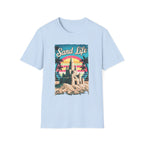 Sand Life Vintage Beach T-Shirt — Retro Sunset Sandcastle Graphic