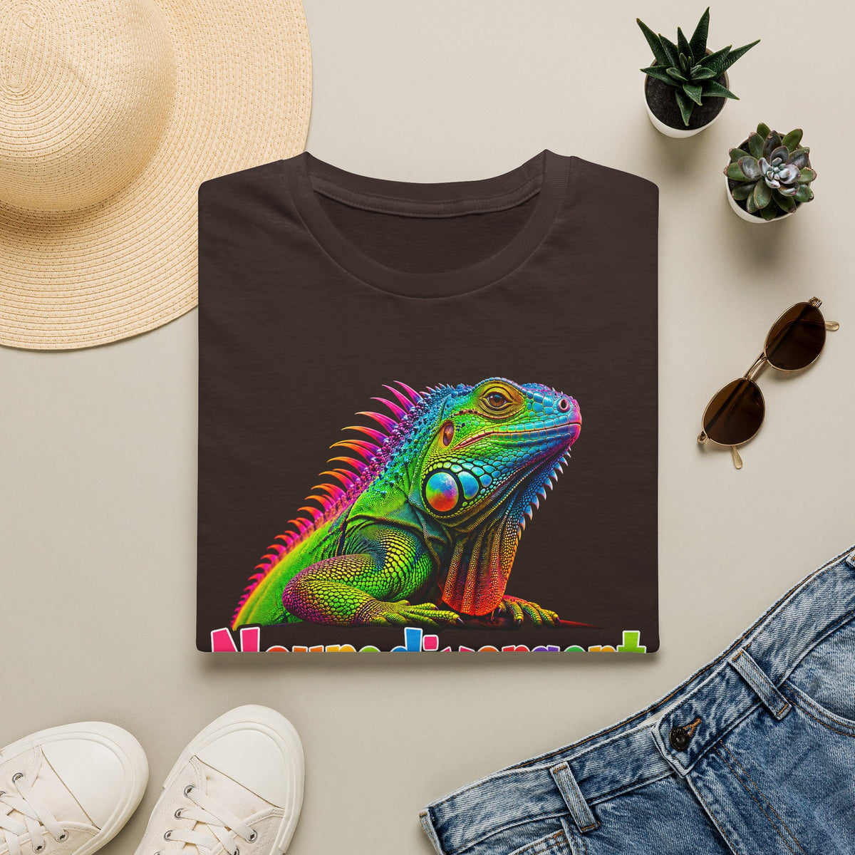 Neurodivergent Iguana T-Shirt — Colorful Pride Lizard Tee