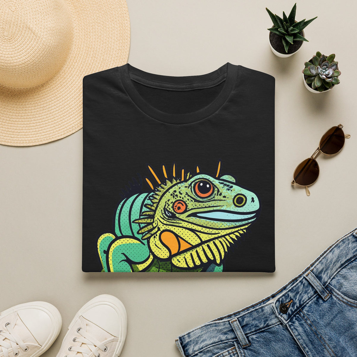 Iguana Graphic T-Shirt — Colorful Tropical Reptile Tee