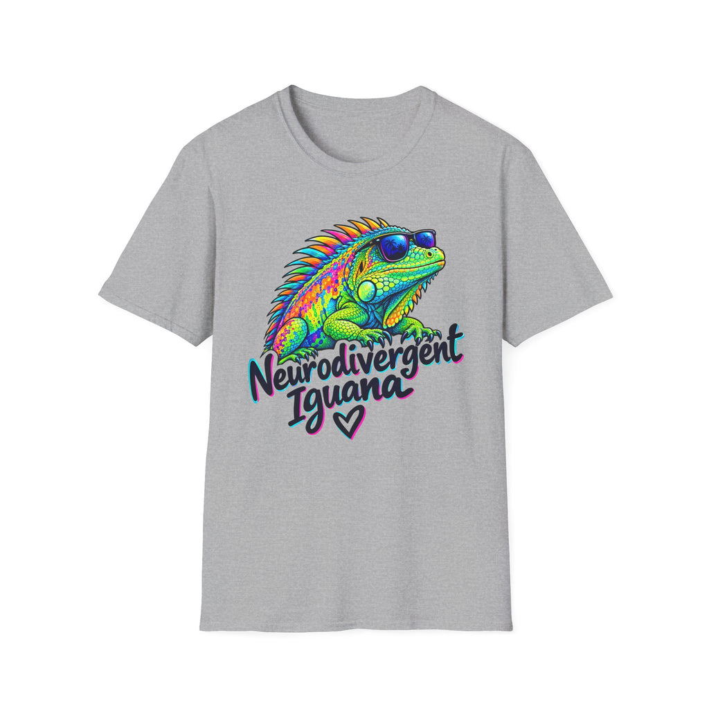 Neurodivergent Iguana T-Shirt – Colorful Pride Lizard Tee for Neurodiversity Awareness