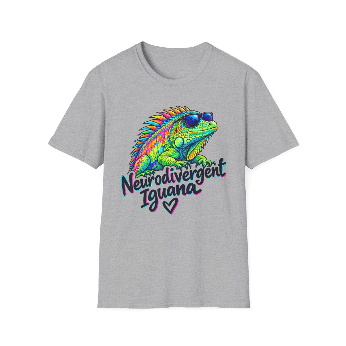 Neurodivergent Iguana T-Shirt – Colorful Pride Lizard Tee for Neurodiversity Awareness