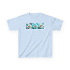 Kids Surfing Waves Tee — Triple Wave Surfboard Graphic Kids T‑Shirt