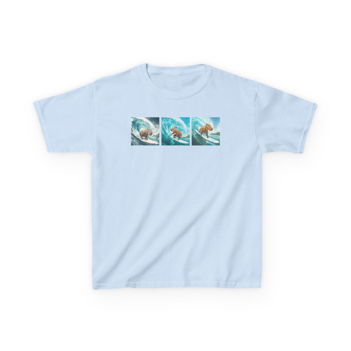 Kids Surfing Waves Tee — Triple Wave Surfboard Graphic Kids T‑Shirt