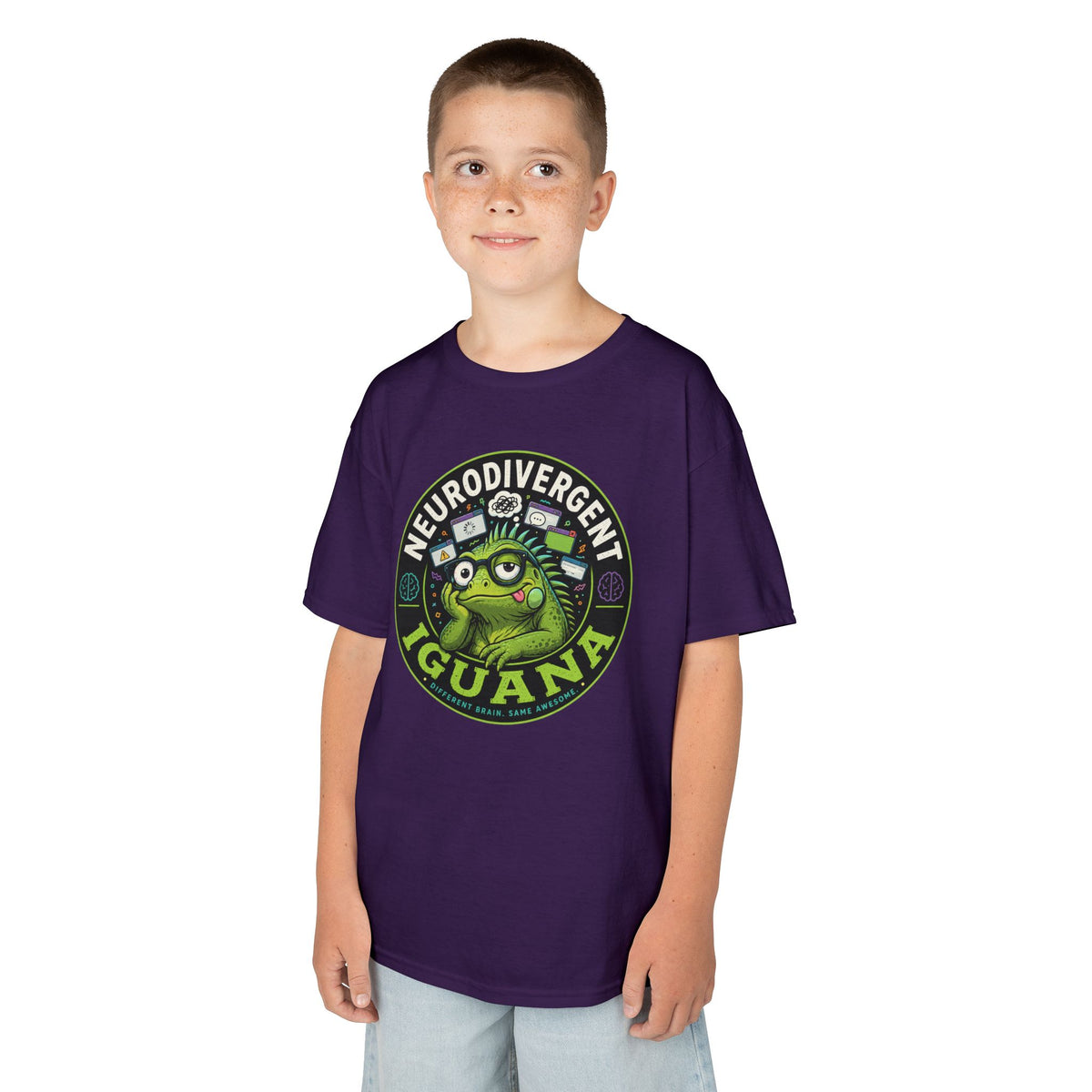 Kids T‑Shirt — "Neurodivergent Iguana" Graphic Tee