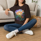 Sunrise Iguanas T-Shirt — Colorful Mountain Sunrise with Forest Trail