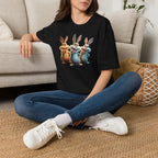 Funny Cartoon Bunnies T-Shirt — Three Playful Rabbits Graphic Tee