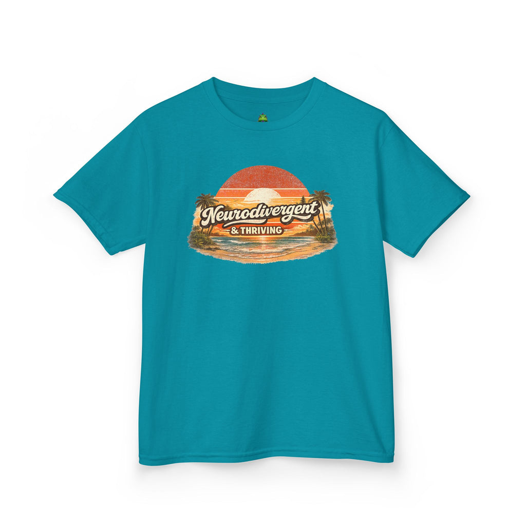 Kids T-Shirt — "Neurodivergent & Thriving" Retro Sunset Tee
