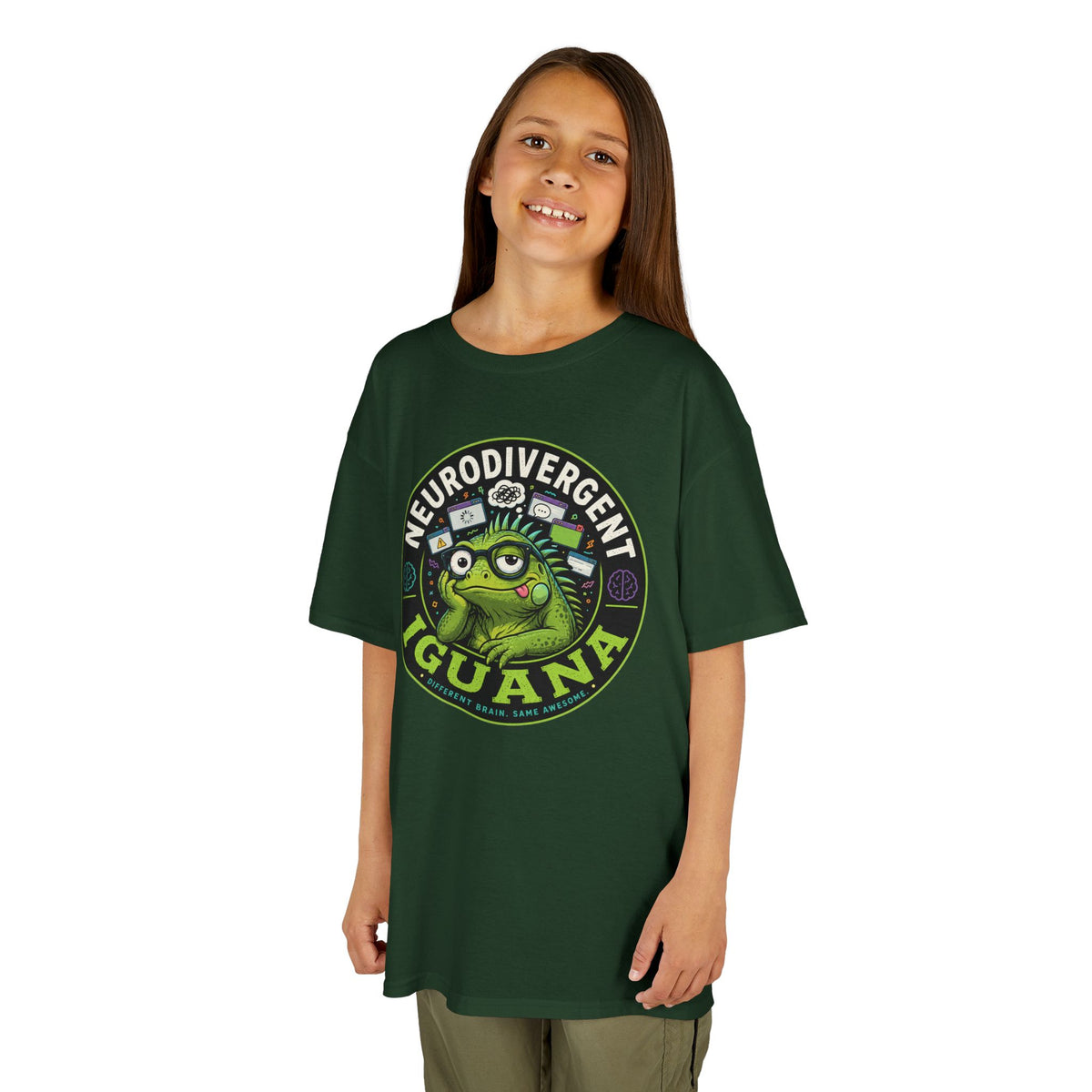 Kids T‑Shirt — "Neurodivergent Iguana" Graphic Tee