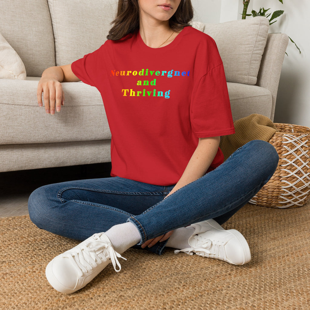 Neurodivergent and Thriving T-Shirt – Rainbow Pride Neurodiversity Tee