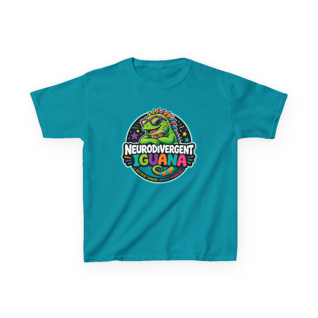 Kids T‑Shirt — "Neurodivergent Iguana" Colorful Pride Tee