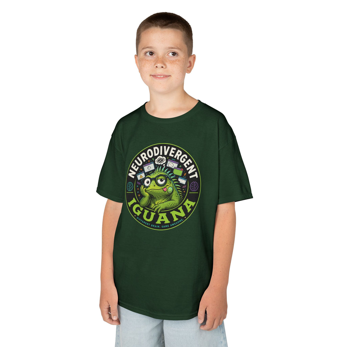 Kids T‑Shirt — "Neurodivergent Iguana" Graphic Tee