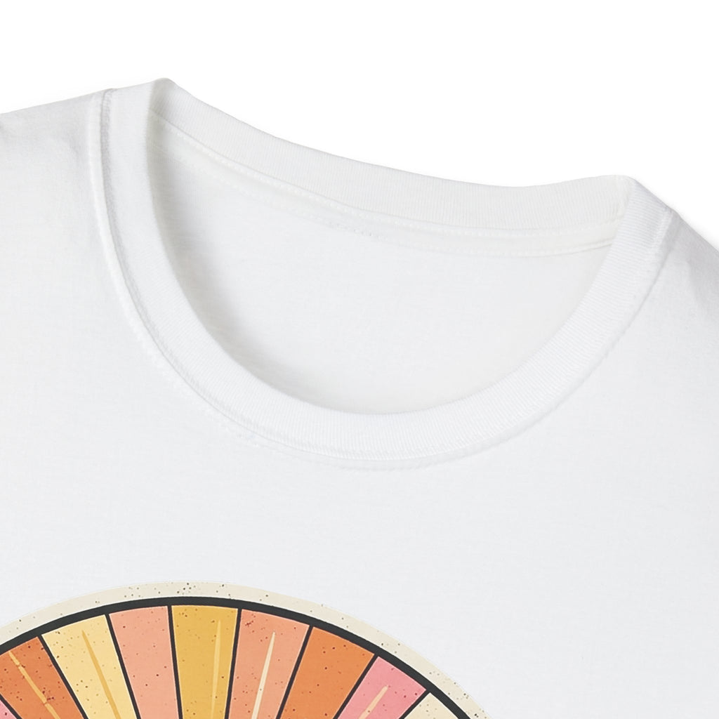 Sunrise Jungle T-Shirt — Retro Tropical Sunset Graphic Tee