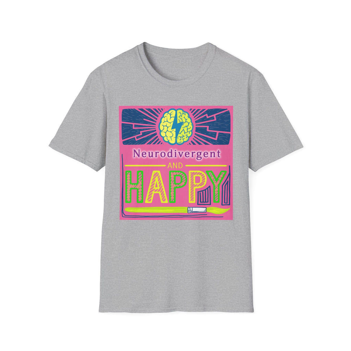 Neurodivergent and Happy T-Shirt — Bright Retro Pride Tee for Neurodiversity Awareness