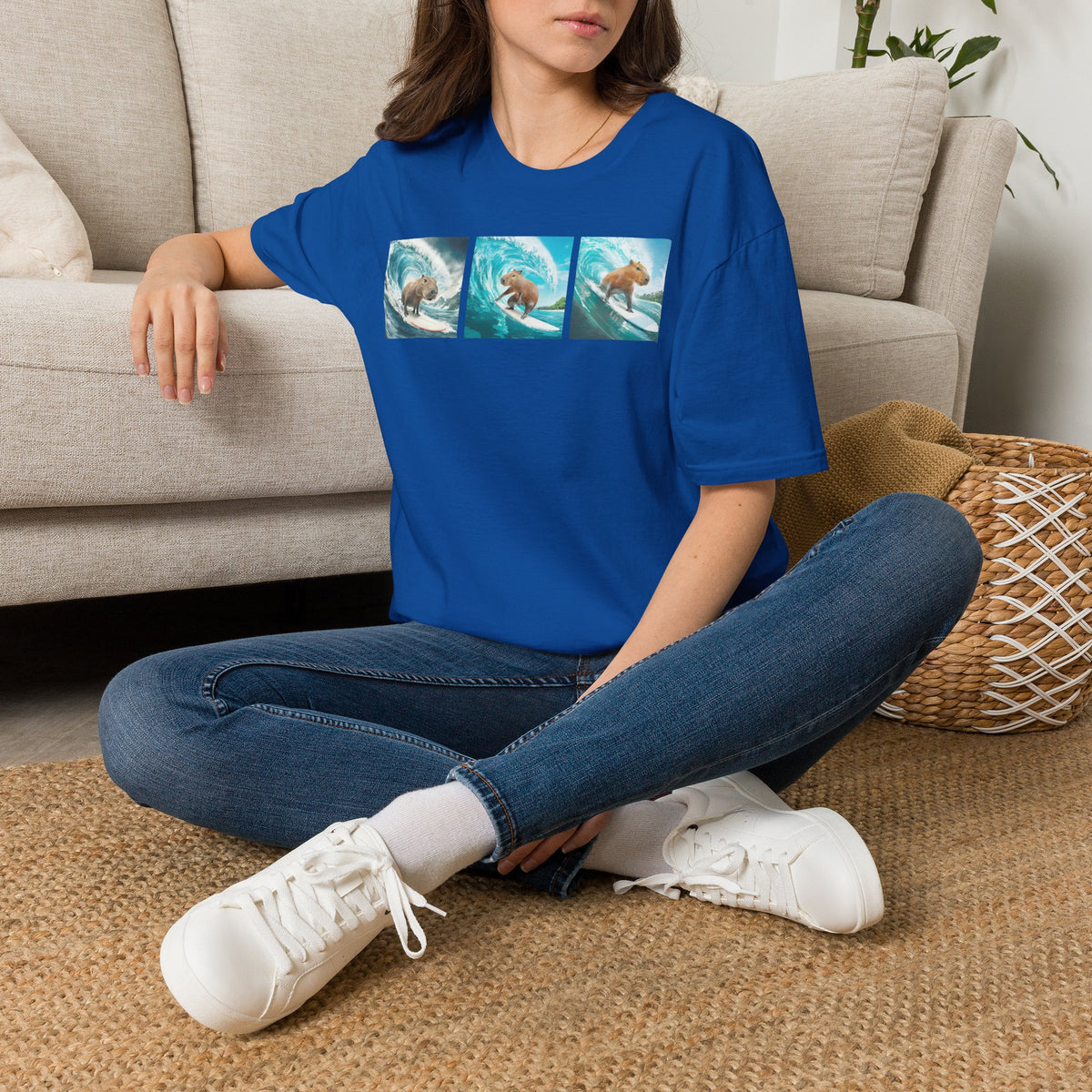 Surfing Bear T-Shirt — Vintage Triptych Wave Art Tee