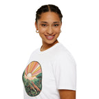 Sunrise Jungle T-Shirt — Retro Tropical Sunset Graphic Tee