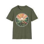 Sunrise Jungle T-Shirt — Retro Tropical Sunset Graphic Tee