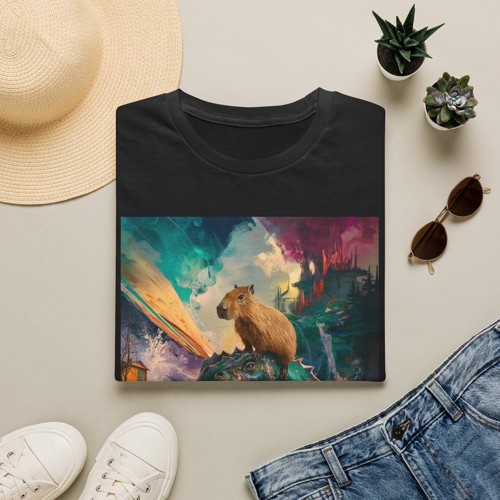 Surreal Capybara Wave T-Shirt — Colorful Fantasy Animal Tee