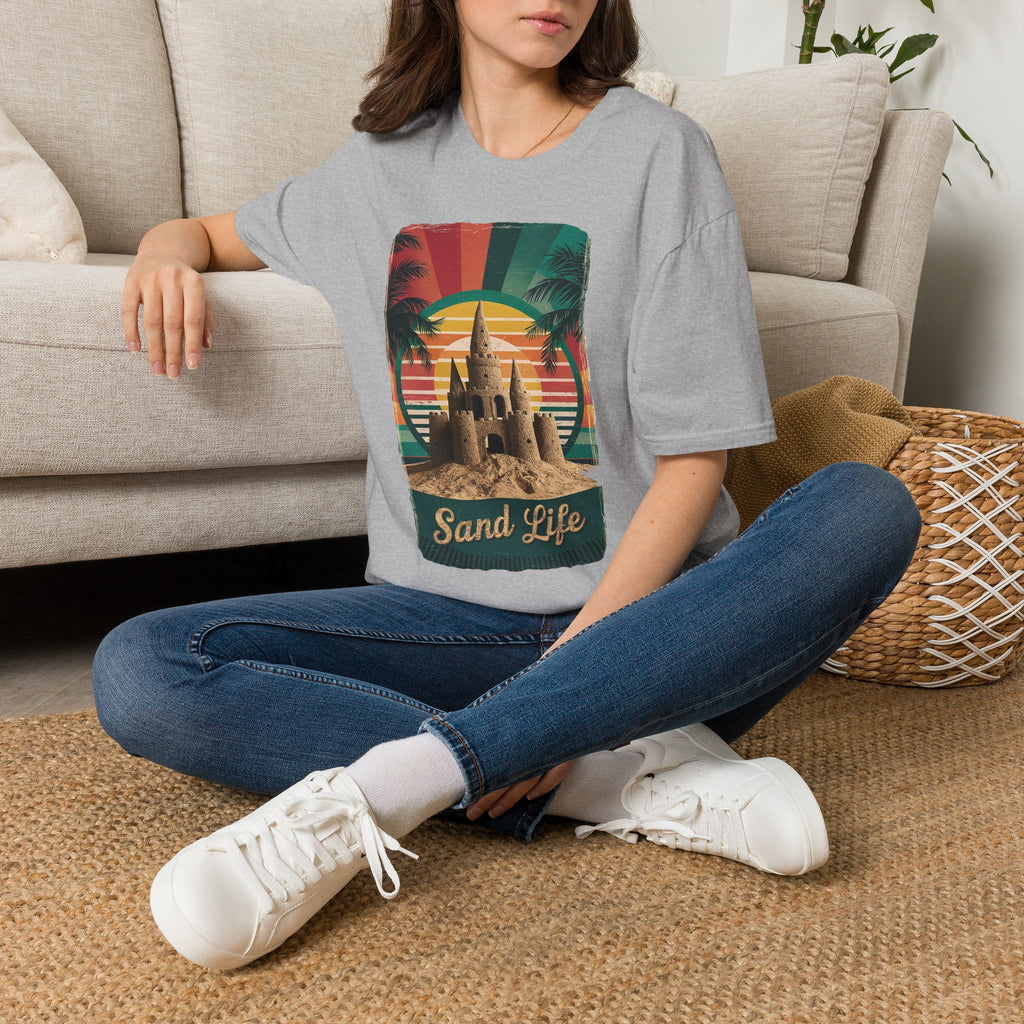 Sand Life T-Shirt — Retro Palm Tree Sandcastle Beach Tee