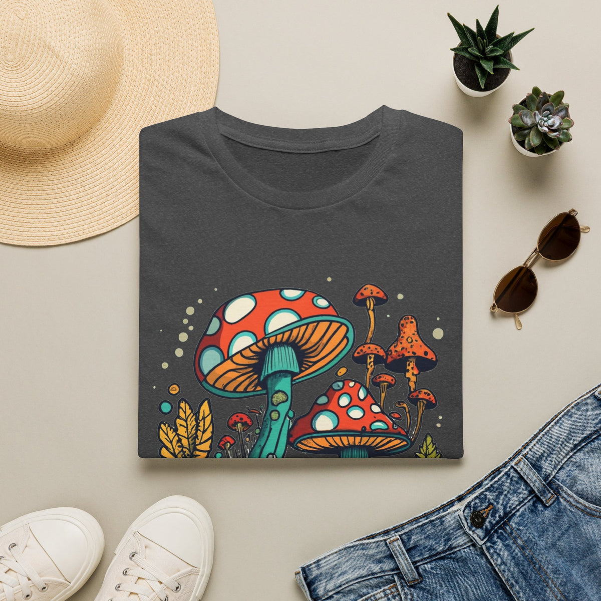 Mushroom Garden T-Shirt — Retro Psychedelic Fungi Illustration