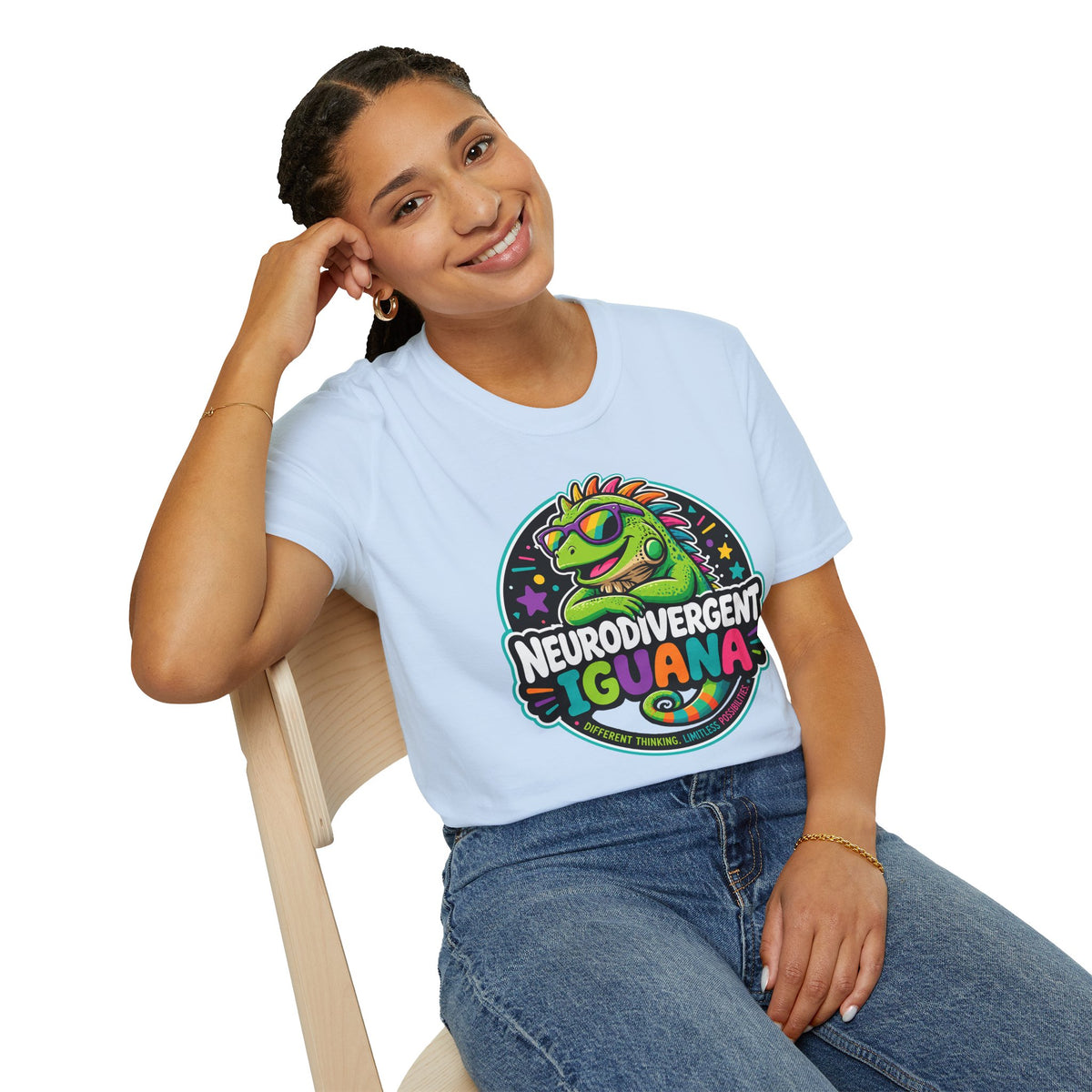 Neurodivergent Iguana T-Shirt — Colorful Pride Graphic Tee