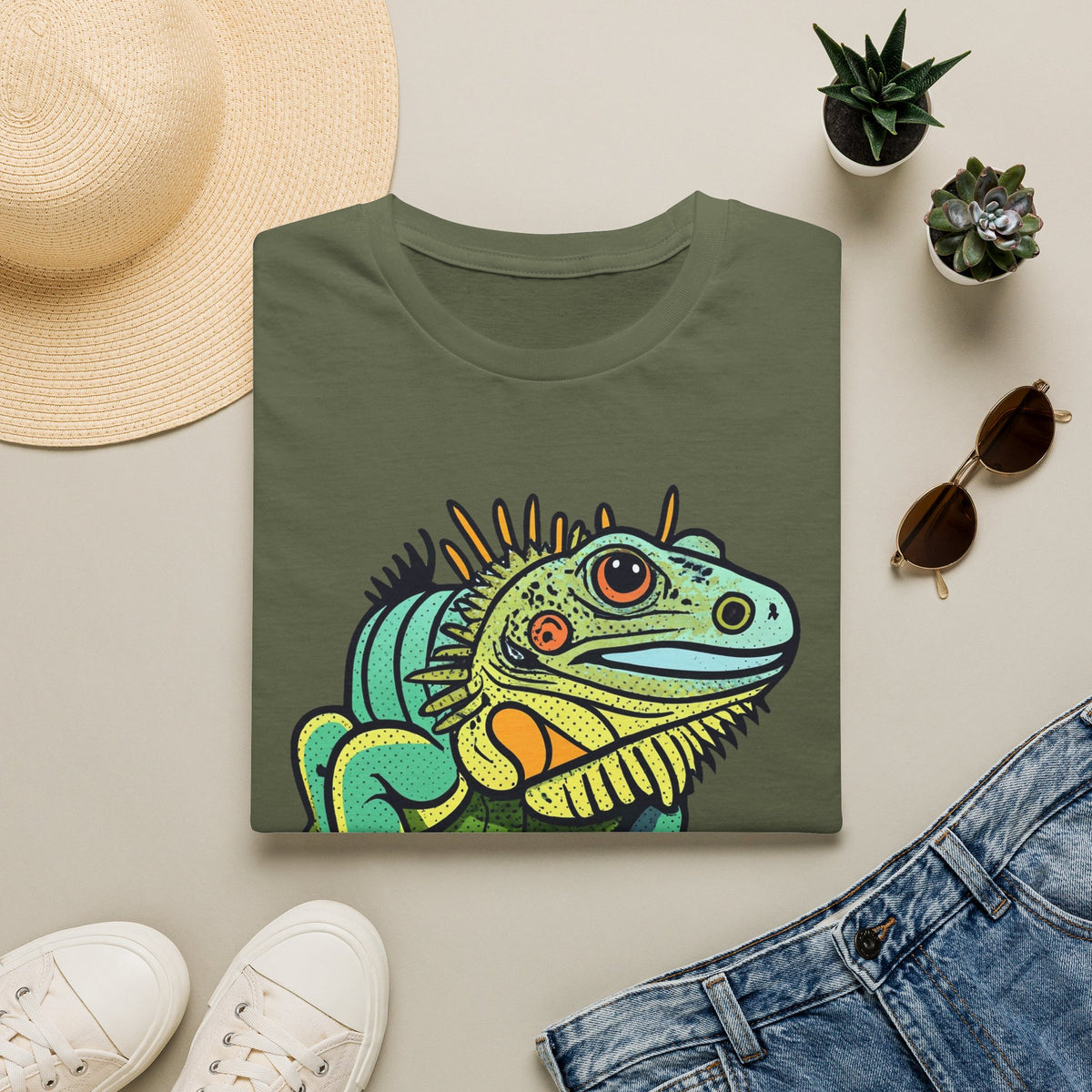 Iguana Graphic T-Shirt — Colorful Tropical Reptile Tee