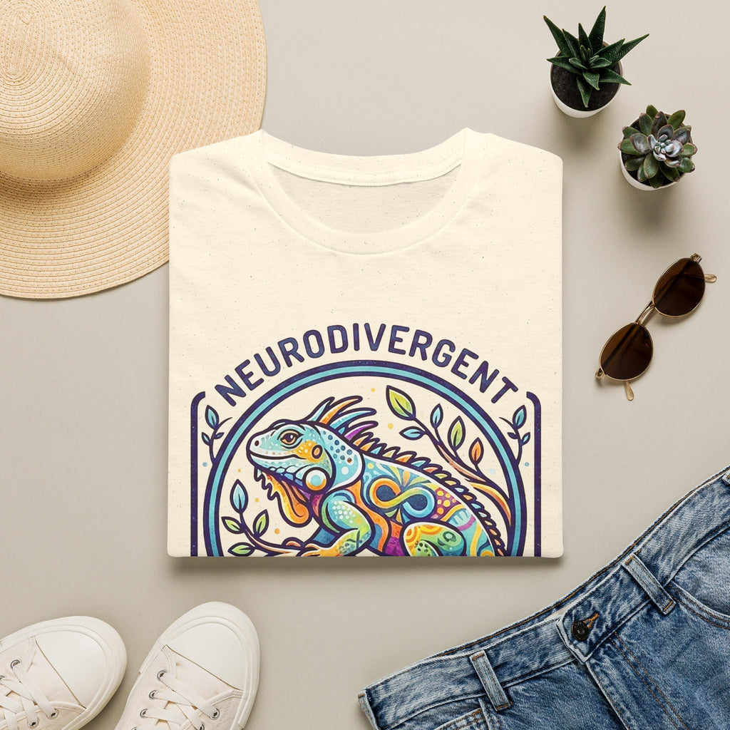 Neurodivergent Iguana T-Shirt — Colorful Pride Design for Neurodiversity Awareness