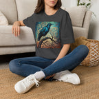 Raven Art T‑Shirt — Mystical Blue Crow Illustration Tee