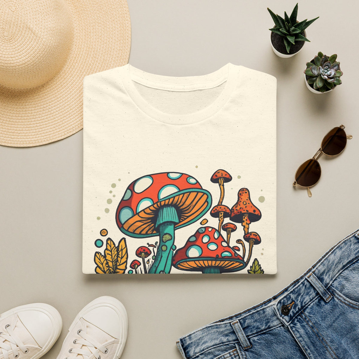 Mushroom Garden T-Shirt — Retro Psychedelic Fungi Illustration