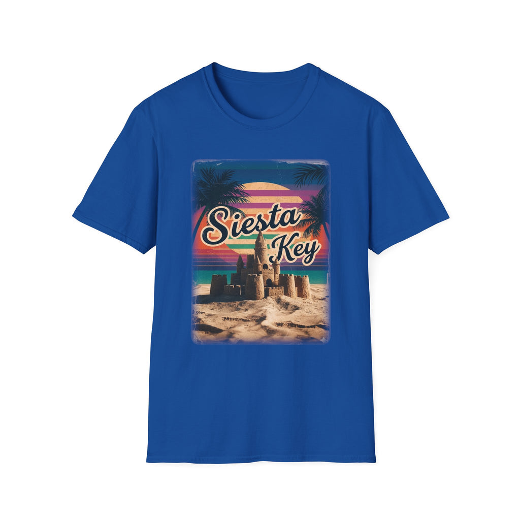 Siesta Key Retro Sunset T-Shirt — Vintage Beach Sandcastle Tee