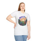Sunrise Iguanas T-Shirt — Colorful Mountain Sunrise with Forest Trail