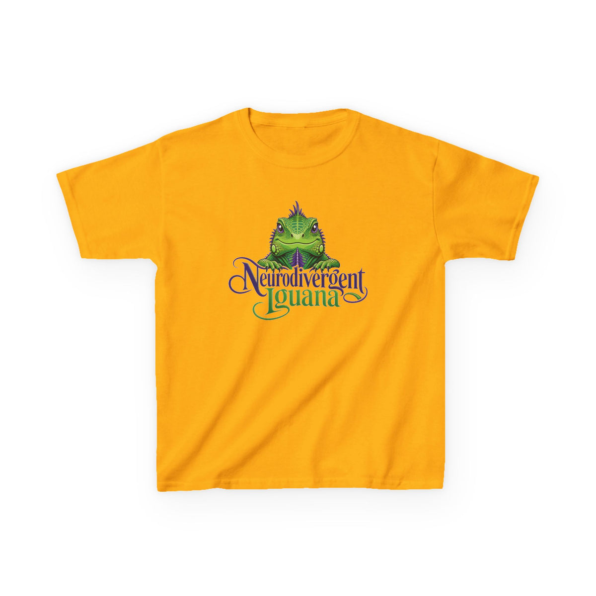 Kids T‑Shirt — “Neurodivergent Iguana” Cute Green Lizard Graphic Tee for Autism Pride & Awareness