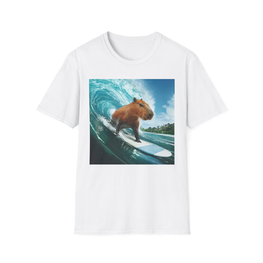Capybara Surfing T-Shirt — Funny Animal Beach Tee