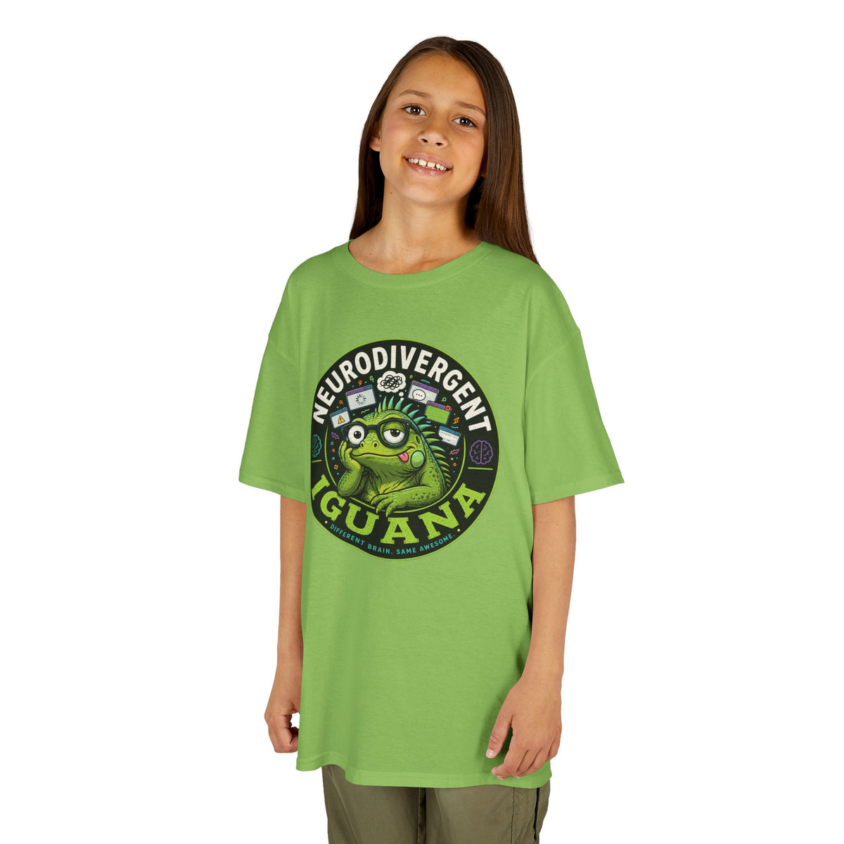 Kids T‑Shirt — "Neurodivergent Iguana" Graphic Tee